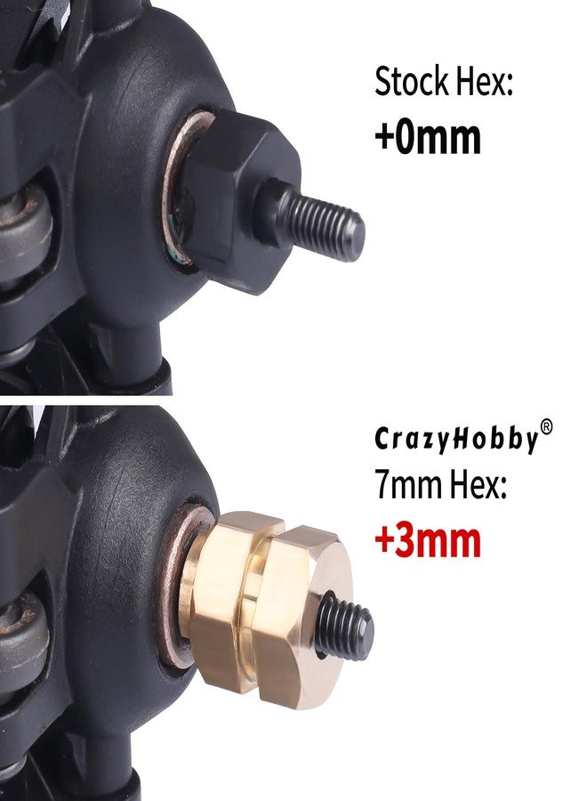 CrazyHobby Brass Hex Wheel Hubs 7mm Extension Drive Adaptor Set for 1/18 TRX4M TRX4MT Bronco F-150 K10 Defender RC Crawler High Trail Upgrade Parts, 4 Pack - Image 3